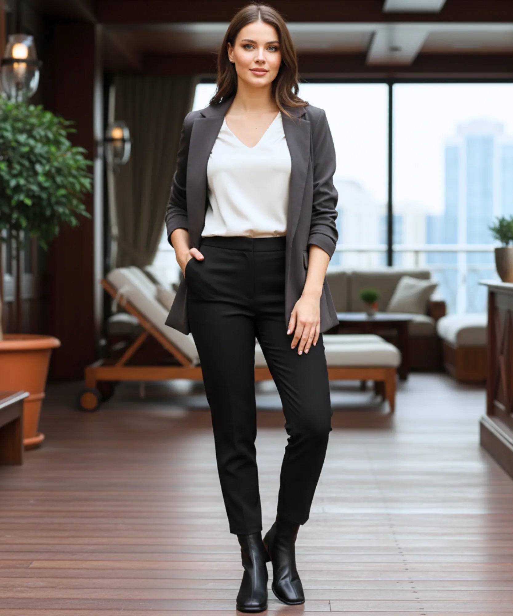 Comprar bota bico quadrado feminina cano curto couro sintético stretch salto bloco promoção AREZZO