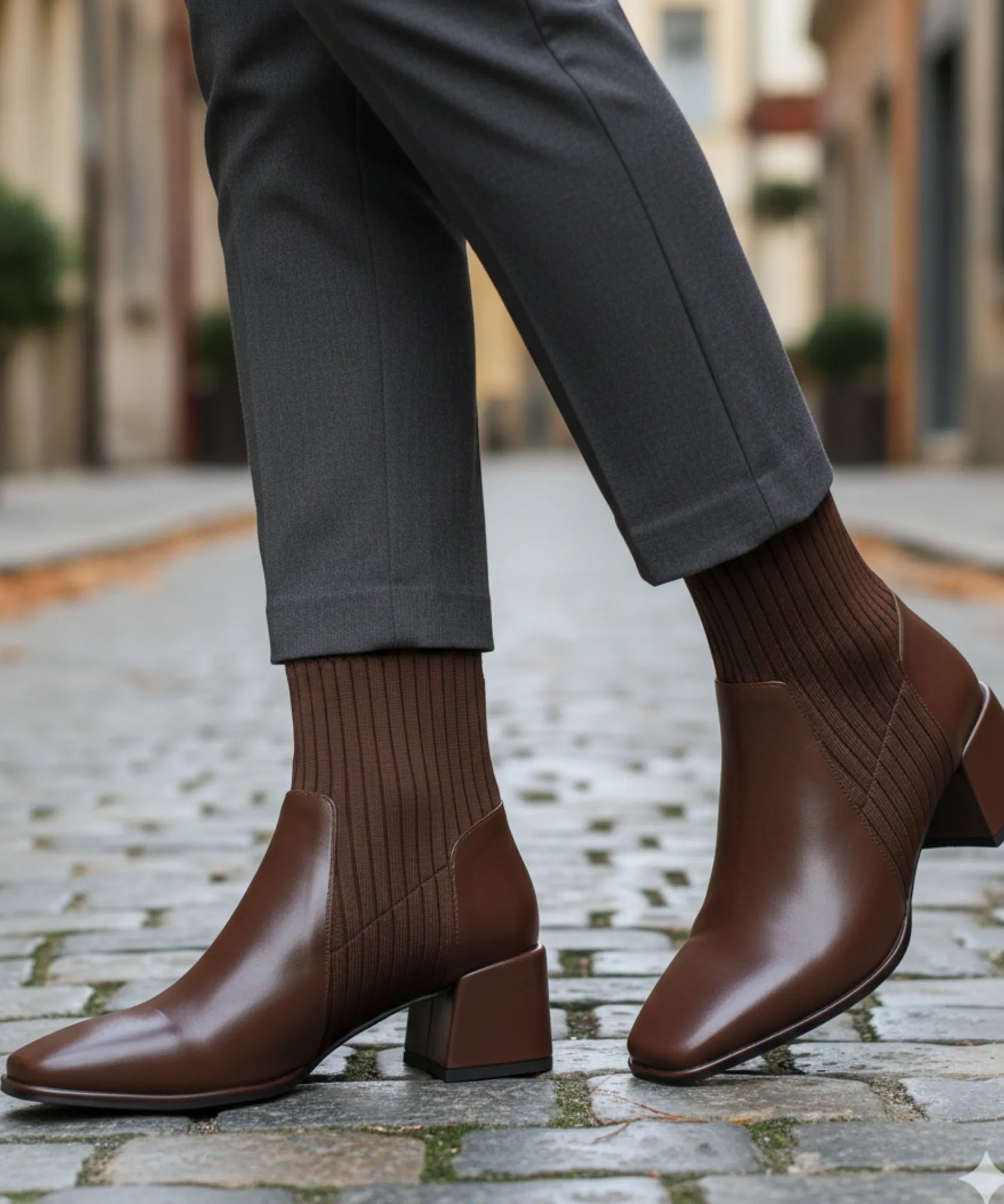 Comprar bota feminina cano curto knit malha tricot bico quadrado salto bloco couro ecológico promoção ZARA