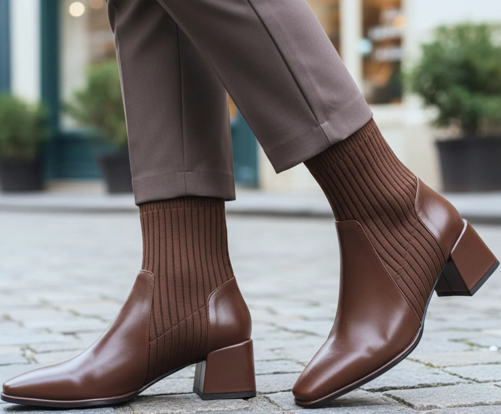 Comprar bota feminina cano curto knit malha tricot bico quadrado salto bloco couro ecológico promoção ZARA