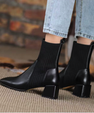 Comprar bota feminina cano curto knit malha tricot bico quadrado salto bloco couro ecológico promoção ZARA