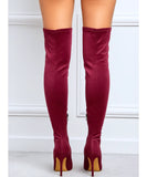 Comprar bota feminina cano longo em camurça salto fino e bico elegante para looks de inverno sofisticados AREZZO