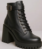 Women's Lug Sole Combat Boots with Lace-Up Front | Eri