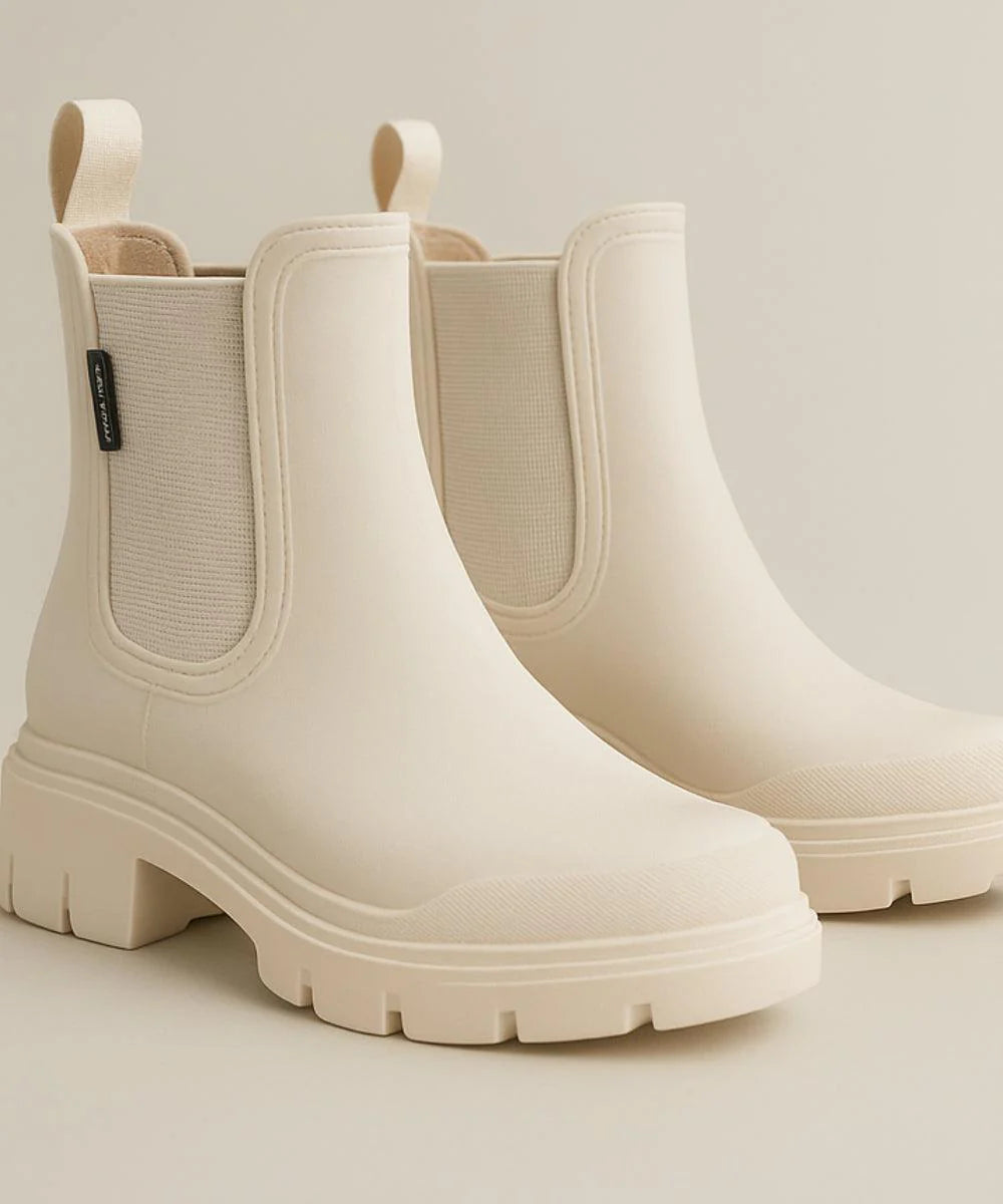 Comprar bota chelsea feminina impermeável PVC solado tratorado antiderrapante forro respirável em promoção ANELLIMN