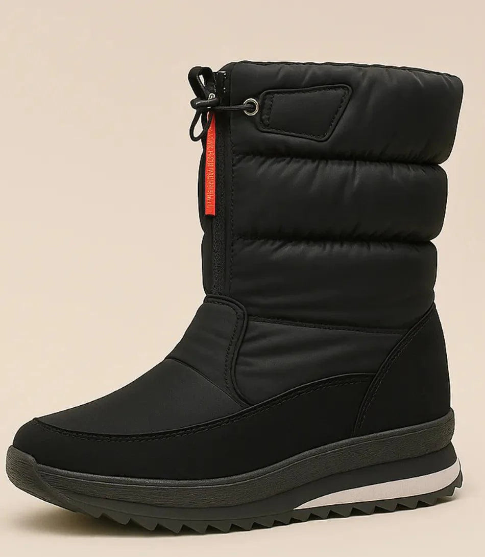 Comprar bota impermeável feminina térmica acolchoada forro pelúcia cano médio zíper lateral plataforma antiderrapante inverno promoção VIZZANO