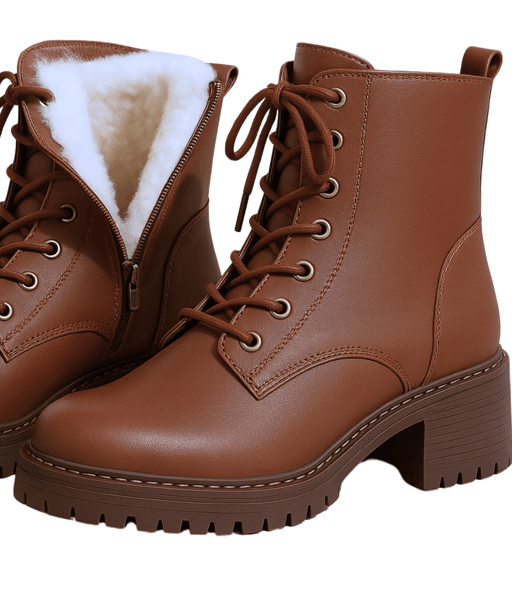 Comprar bota feminina tratorada de couro legítimo com solado robusto e cano curto para estilo urbano com conforto ANELLIMN