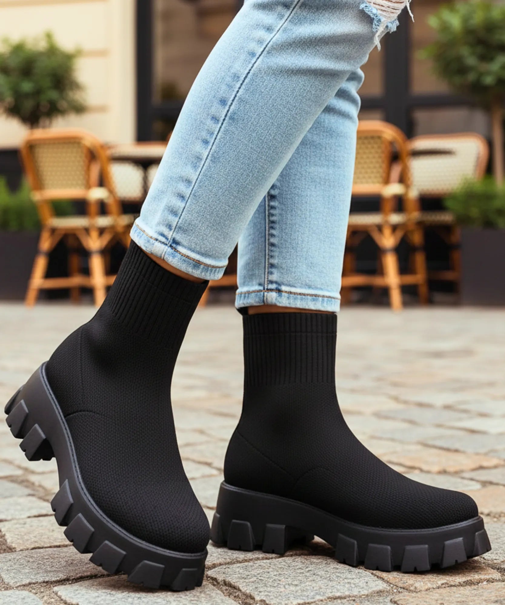 Comprar Bota feminina tratorada knit para inverno urbano com conforto térmico, cano médio elástico e solado antiderrapante promoção AREZZO