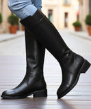 Comprar bota montaria feminina cano alto couro sintético salto bloco fivela decorativa zíper lateral barata AREZZO