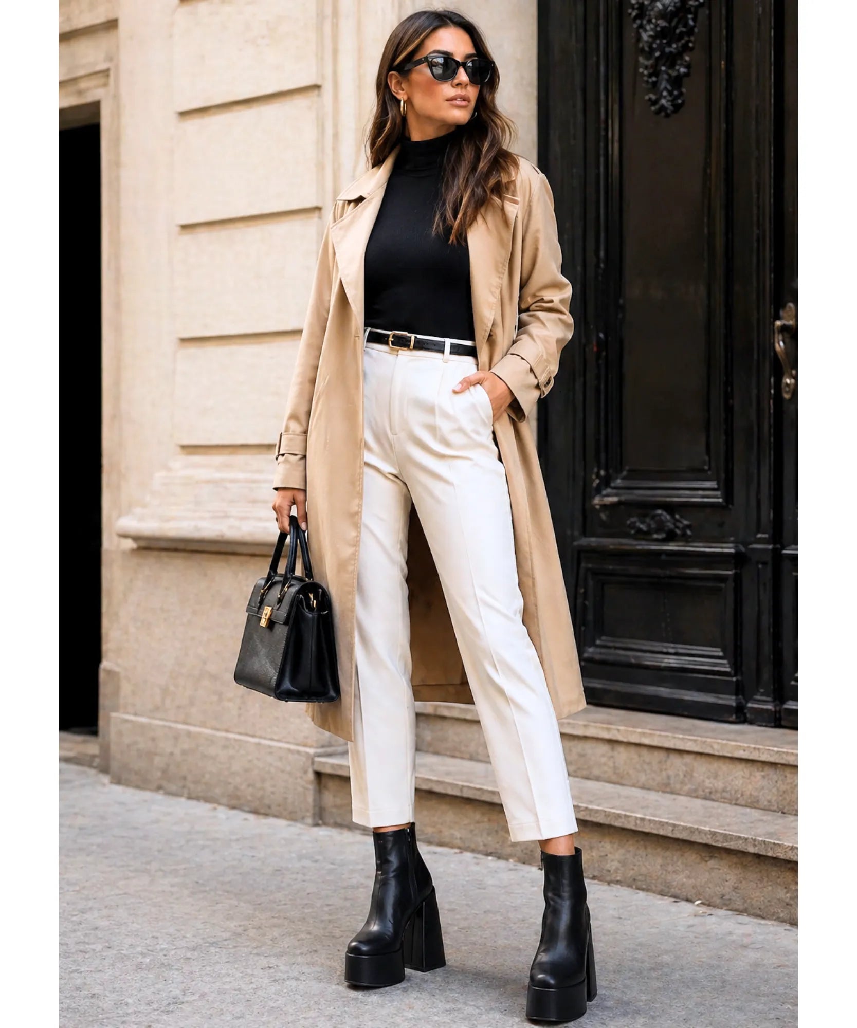 Comprar bota plataforma cano alto feminina em couro sintético com salto grosso para looks ousados e elegantes de inverno barato VIZZANO