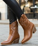 Comprar bota texana feminina cano curto com salto grosso confortável e bico fino em couro promoção VIZZANO