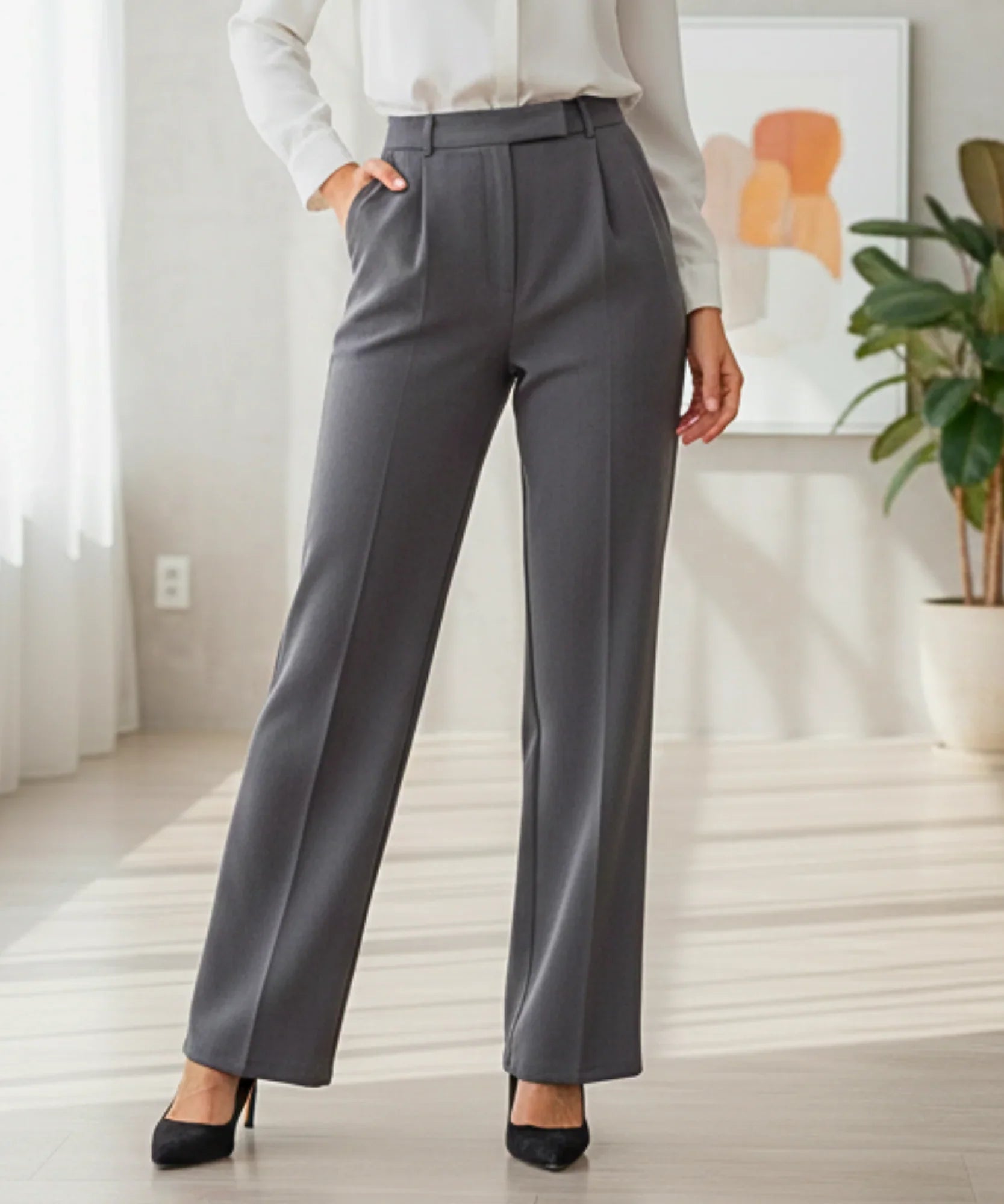 Comprar calça alfaiataria feminina wide leg cintura alta tecido premium trabalho escritório barato ou em promoção ZARA