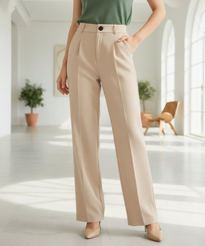 Women's High Waist Tailored Pants with Front Pleats | Helô