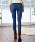 Women's Skinny Fleece-Lined Jeans in Dark Wash, front view