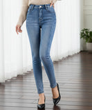 Women's Skinny Fleece-Lined Jeans in Medium Wash, styled look