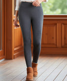 Women's fleece-lined leggings in grey with a second-skin fit