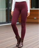 Women's Thermal Fleece-Lined Leggings in Burgundy