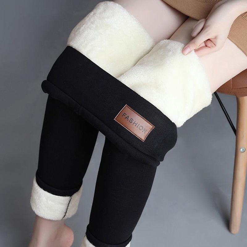 Women's fleece-lined leggings with a brushed fleece interior for winter warmth