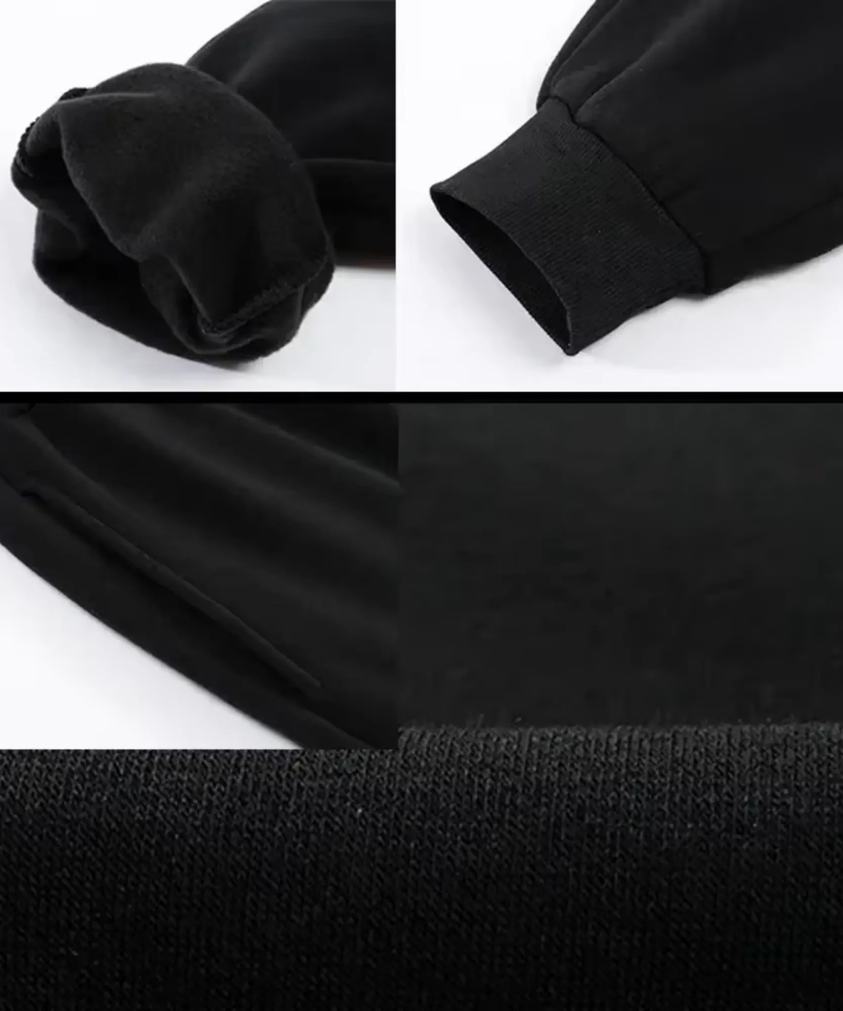 Women's fleece-lined sweatpants in black, styled look