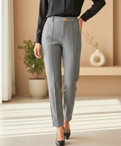 Comprar calça social feminina lã cinza premium alfaiataria elegante esporte fino barato em promoção ZARA