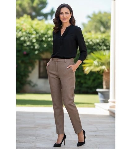 Women’s High Waisted Wool Tailored Dress Pants | Ricci