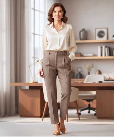 Women’s High Waisted Wool Tailored Dress Pants | Ricci