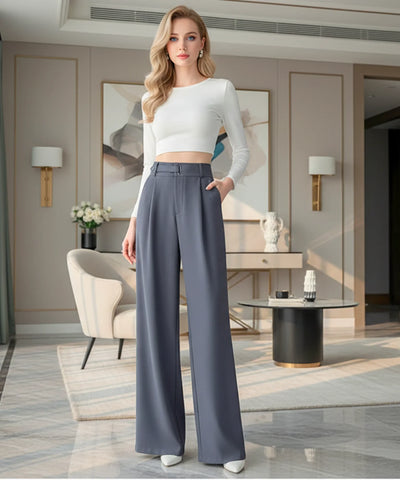 Comprar calça wide leg alfaiataria feminina cintura alta premium modelagem elegante escritório casual barato ou em promoção ZARA