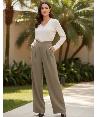 Women’s High Waisted Wide Leg Pleated Pants | Belle