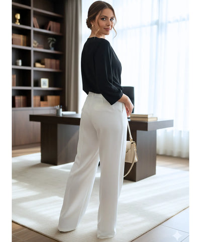 Women's Wide Leg Tailored Pants with Pleats Premium Fit | Celi
