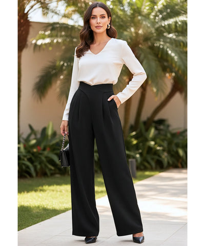 Women’s High Waisted Wide Leg Pleated Pants | Belle