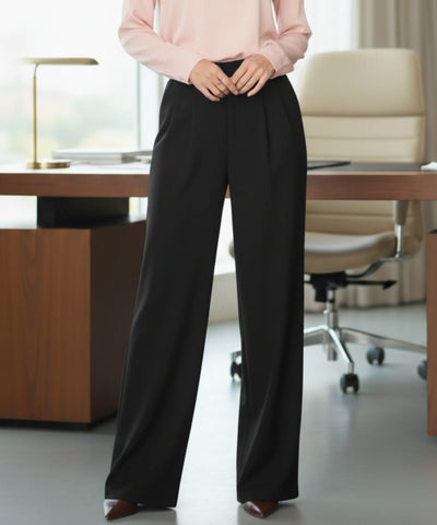 Comprar calça wide leg alfaiataria feminina preto com pregas cintura alta para trabalho barato ou em promoção ZARA

