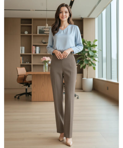 Comprar calça wide leg feminina marrom cintura alta tecido leve respirável modelagem ampla confortável barato ou em promoção ZARA 