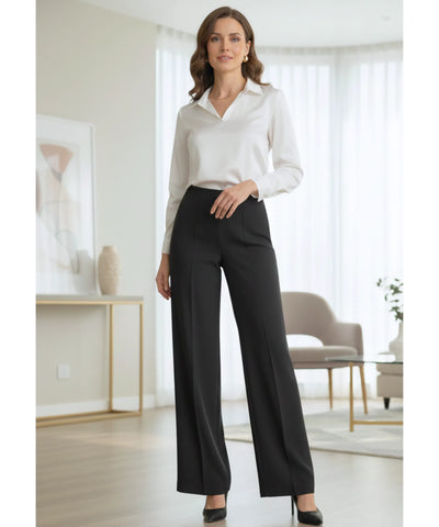 Comprar calça wide leg feminina preto cintura alta tecido leve respirável modelagem ampla confortável barato ou em promoção ZARA 