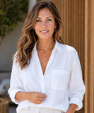Women’s Long Sleeve Linen Cotton Blend Shirt | Tessi