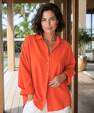 Women's Linen Oversized Shirt Long Sleeve | Lime