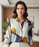 Women's Oversized Printed Button Down Shirt | Lina