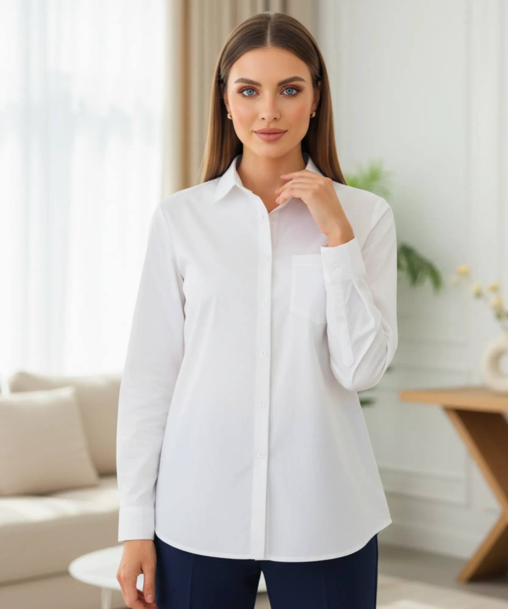 Comprar Camisa social feminina manga longa algodão premium branco para looks elegantes e casuais barato ZARA