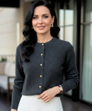 Comprar cardigan feminino tricot curto botões dourados gola redonda manga longa elegante casual em promoção ZARA