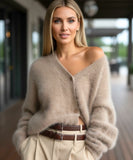 Comprar Cardigan feminino tricot pelúcia cinza alongado macio inverno confortável barato ou em promoção ZARA
