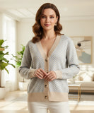  Comprar cardigan feminino tricot premium botões dourados elegante confortável trabalho barato promoção