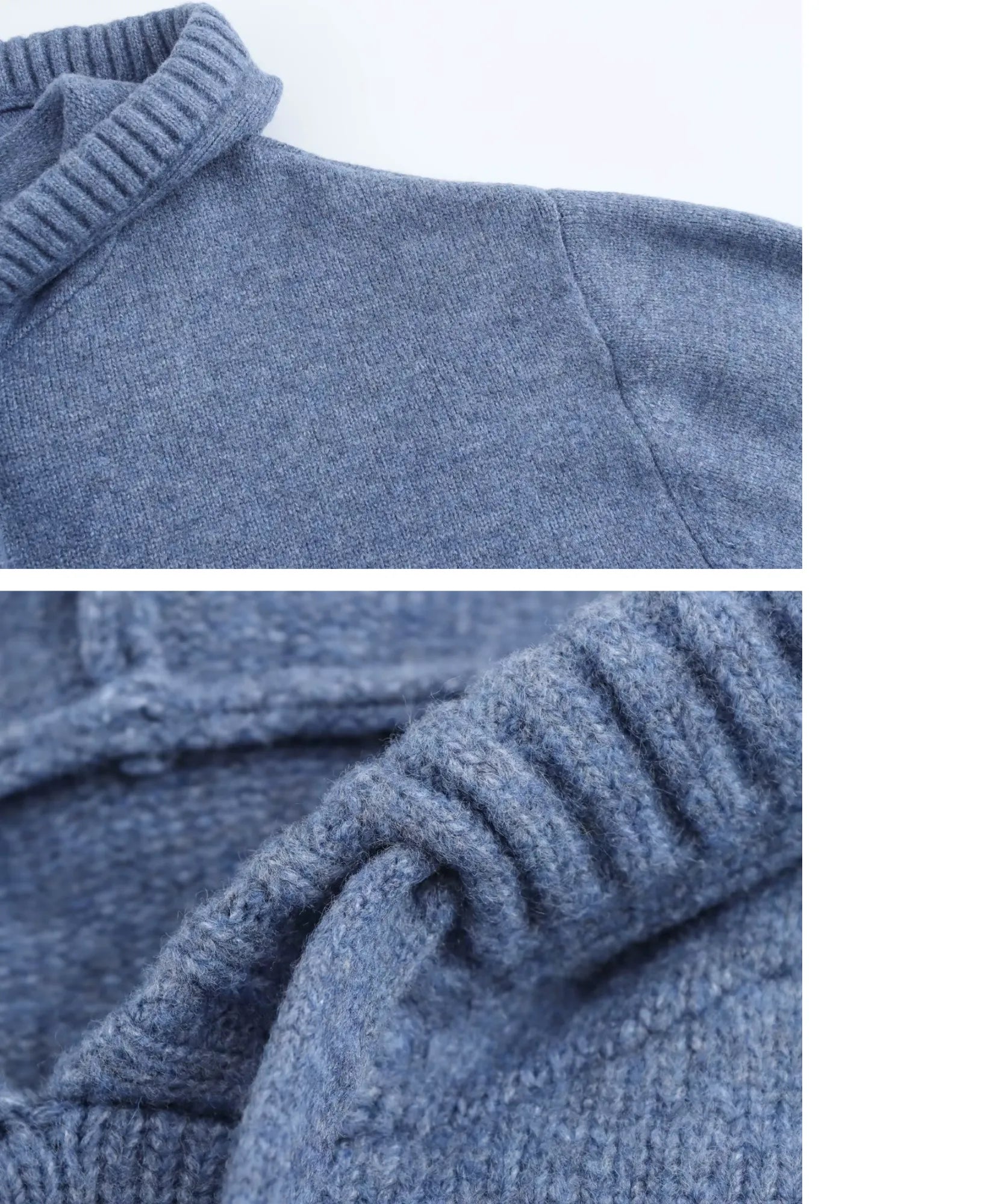 Close-up of the dense knit and ribbed hood trim on a women's hooded sweater