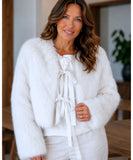 Women's short fur jacket in white