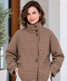Women's houndstooth jacket in brown with side pockets