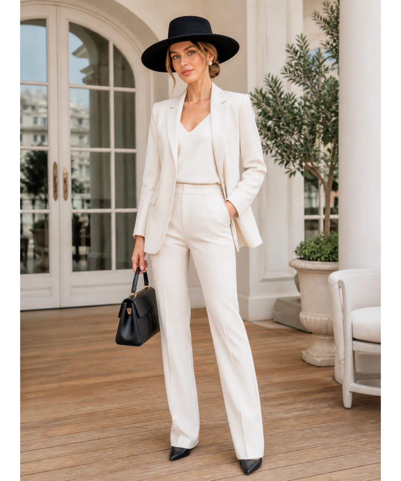 Wide-brim gaucho hat, styled view