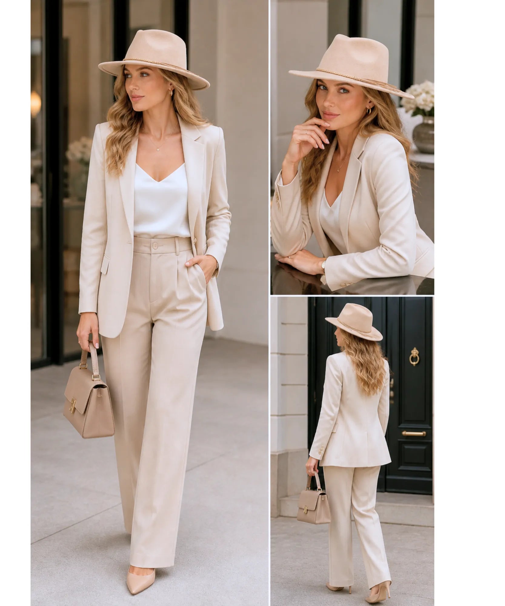 Wide-brim suede western hat, styled view