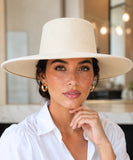 Women's wide-brim structured felt hat in ivory