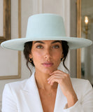 Women's wide-brim structured felt hat in mint green