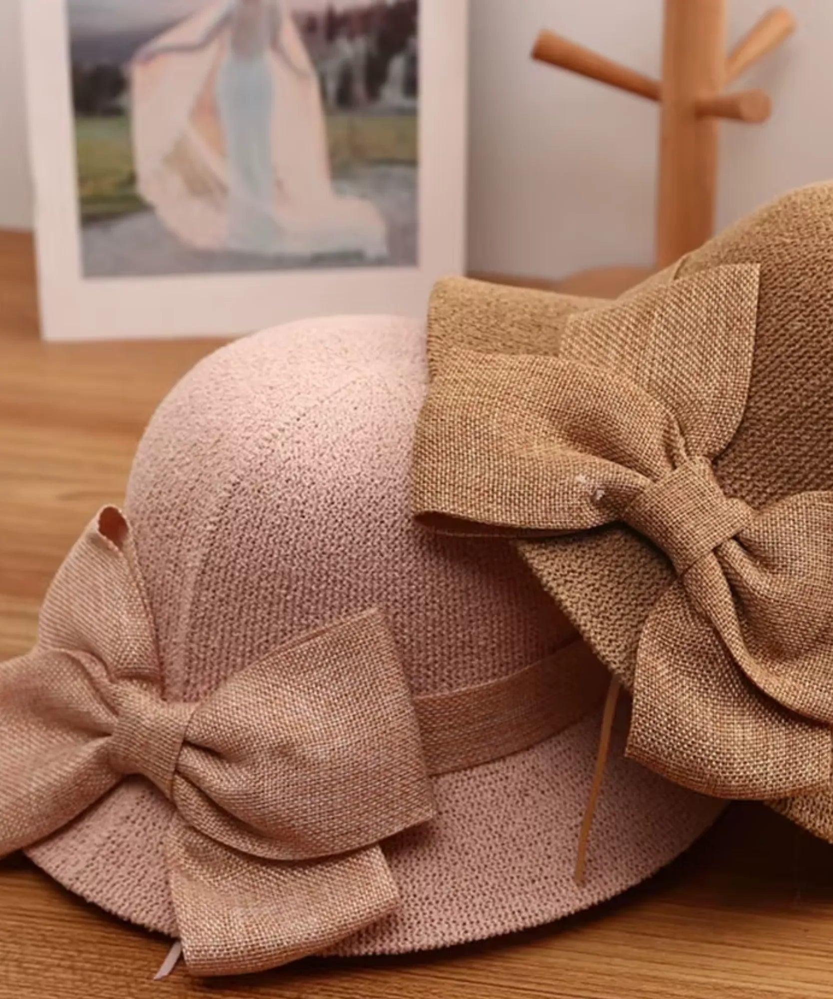 Women's vintage cloche hat with a side bow, front view