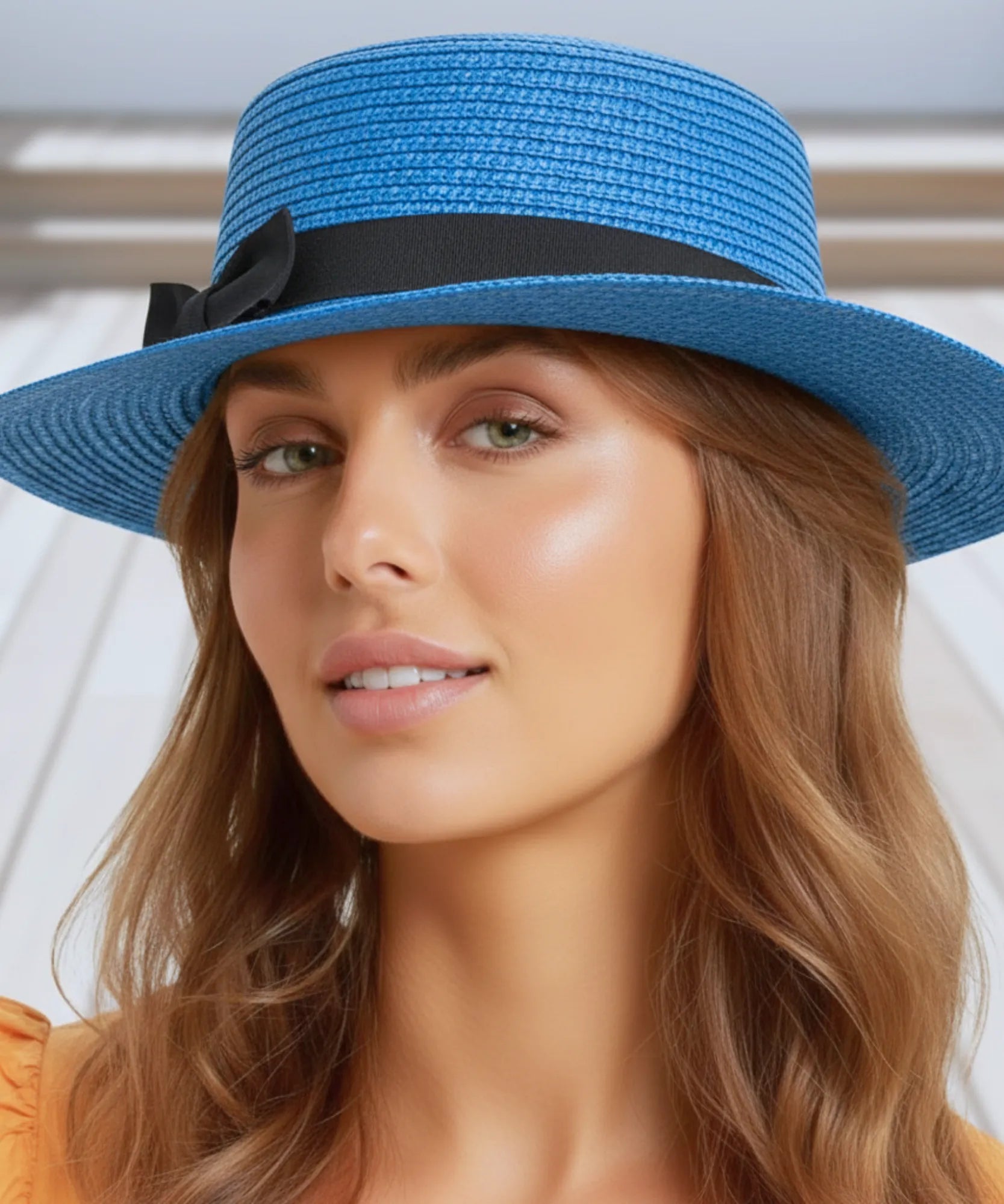 Comprar chapéu panamá feminino de palha com fita preta vintage elegante para verão praia e passeios barato ANELLIMN