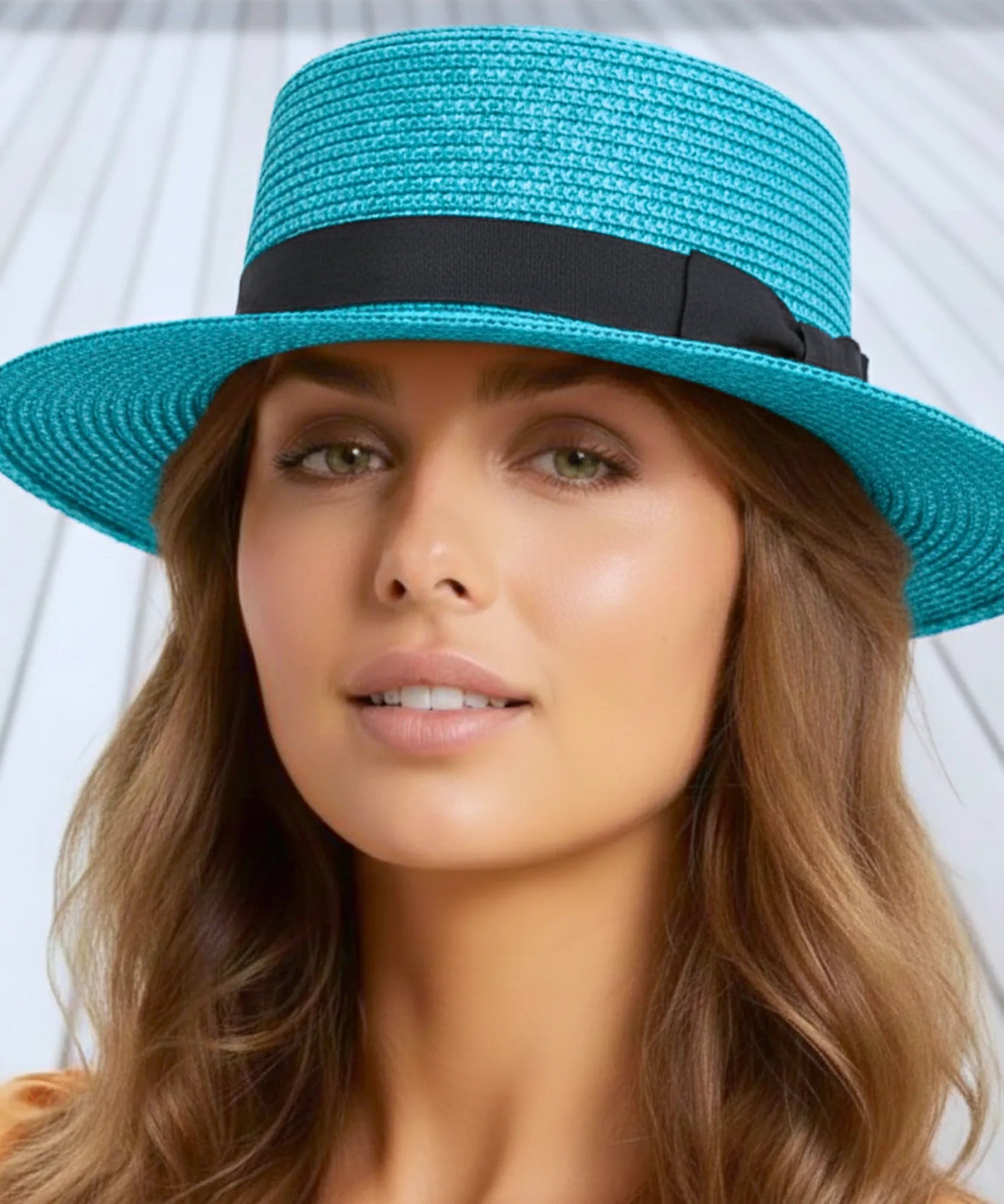 Comprar chapéu panamá feminino de palha com fita preta vintage elegante para verão praia e passeios barato ANELLIMN