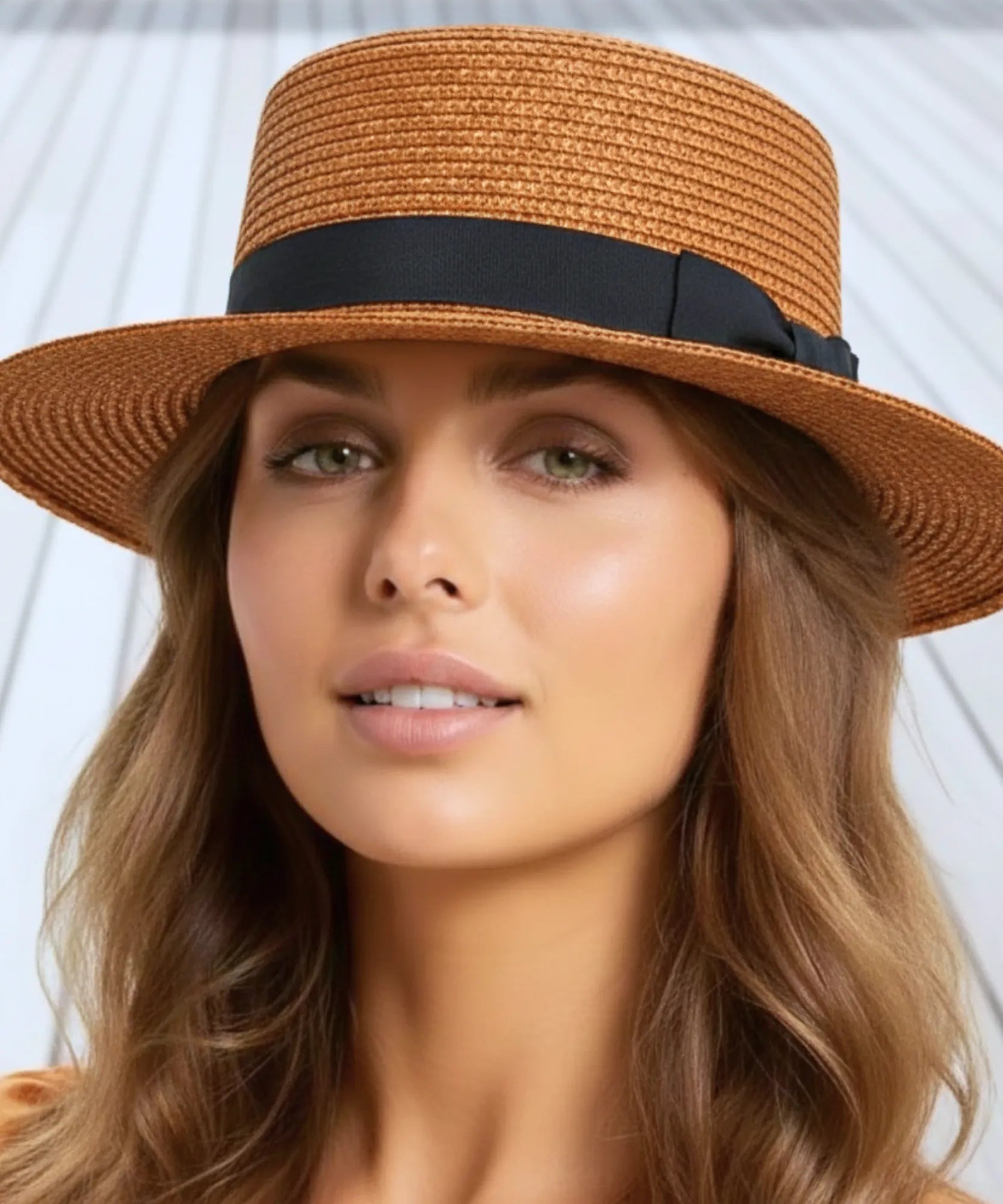 Comprar chapéu panamá feminino de palha com fita preta vintage elegante para verão praia e passeios barato ANELLIMN