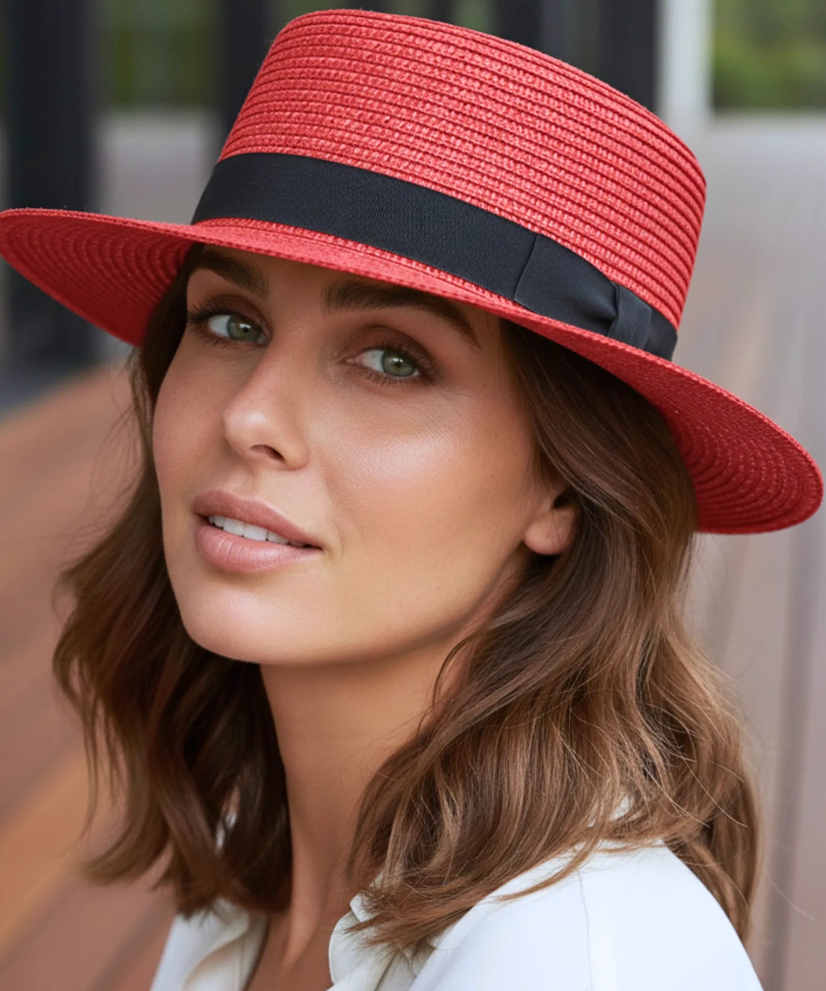Comprar chapéu panamá feminino de palha com fita preta vintage elegante para verão praia e passeios barato ANELLIMN